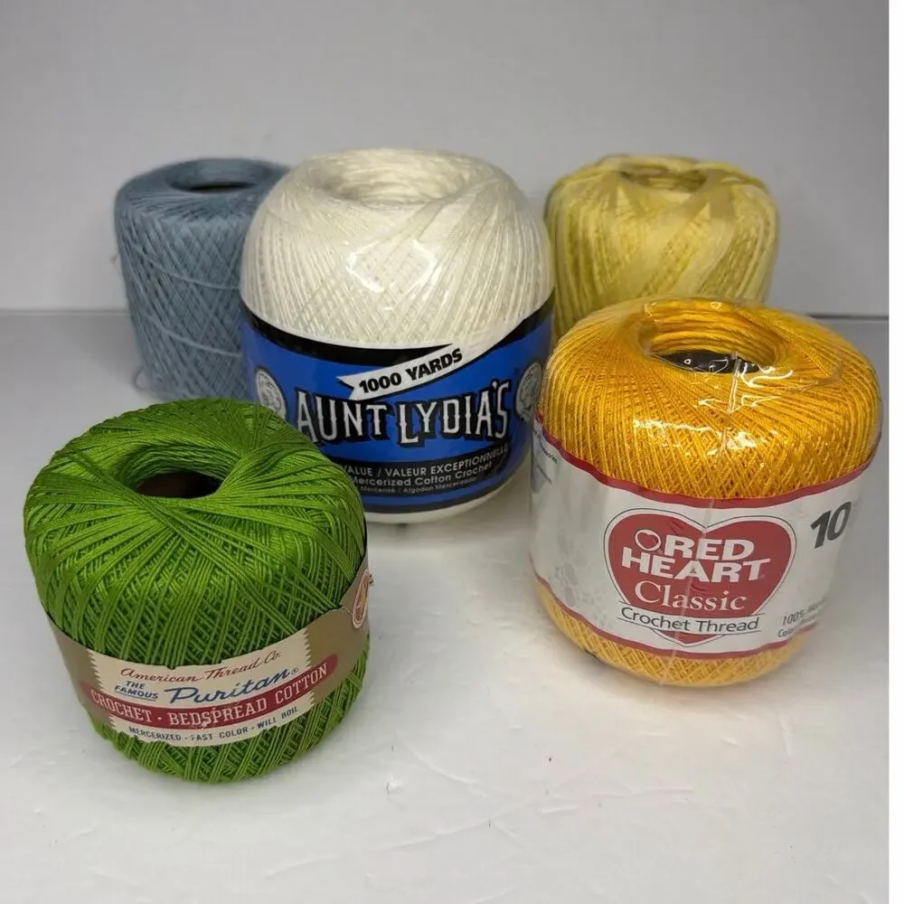 5 Spools CROCHET THREAD Aunt Lydia's Red Hart Cotton Craft Tatting Lace Gift
